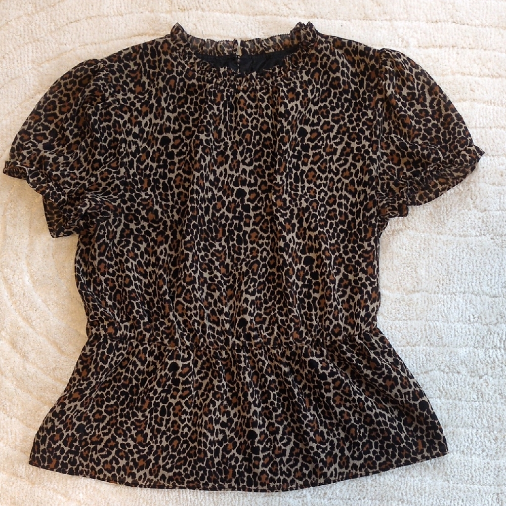 J. Crew Leopard Print Peplum Top